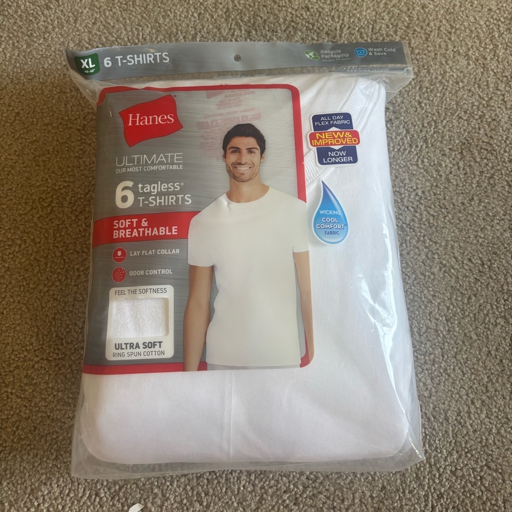 Hanes Ultimate White Tagless T-Shirts